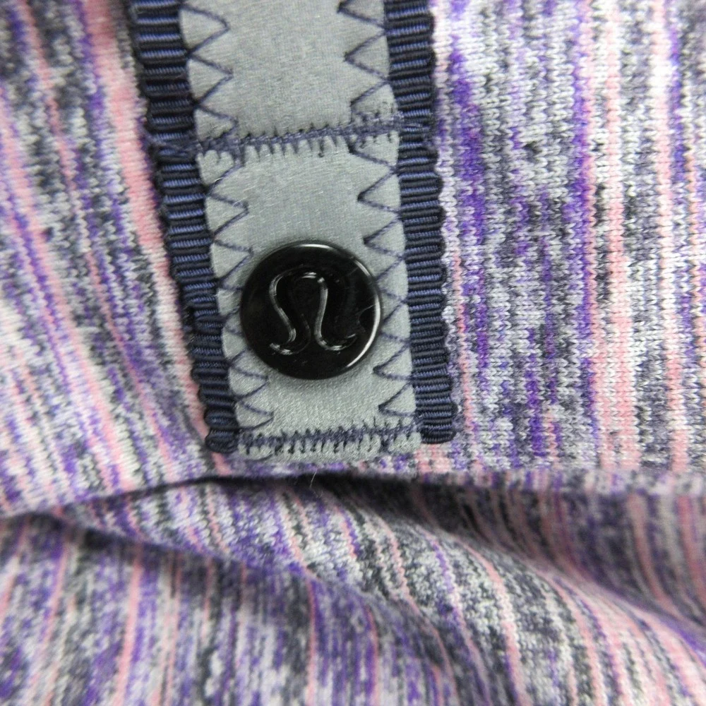Lululemon Scarf Womens 33x33 Purple Stripe Jersey Button Wrap Rectangle Multiway